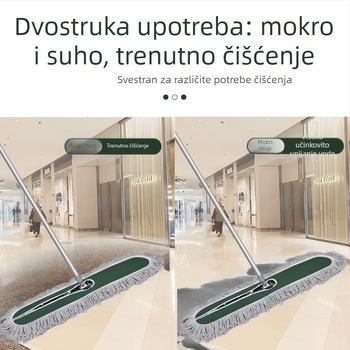 Mop za prašinu s pamukom vlaknima, veliki plosni mop za kućnu upotrebu, pogodan za hotele i tvornice, s zamjenjivom glavom od platna