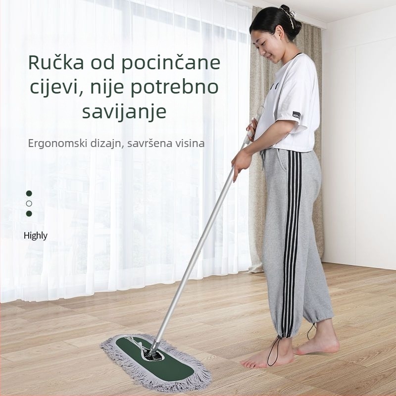 Mop za prašinu s pamukom vlaknima, veliki plosni mop za kućnu upotrebu, pogodan za hotele i tvornice, s zamjenjivom glavom od platna