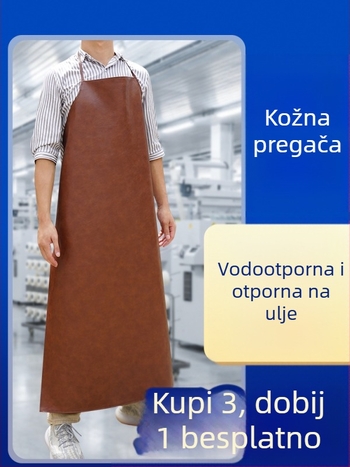 Debeli kožni fartuh za kuhinju, otporan na ulje i vodu, izdržljiv za prodavače mesa i ribe