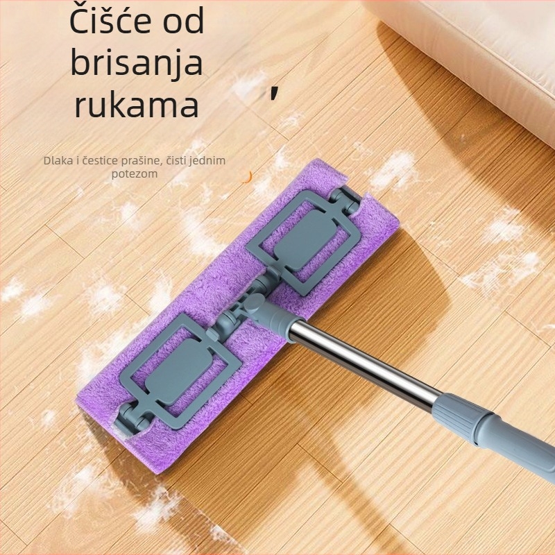 Mop s plosnim glavom bez klipse, s odvojivom i perivom glavom, izdržljiv kućni mop za čišćenje