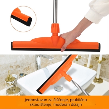 Veliki podni strugač i brisač s nehrđajućim čeličnim štapićem, 45–55 cm, pogodno za kupaonice i podove, hotele; kućna i profesionalna upotreba