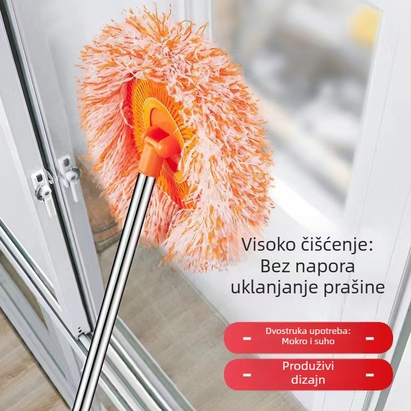 Plošni mop s teleskopskom šipkom od nehrđajućeg čelika, uzorak suncokreta, duljina 80-100 cm
