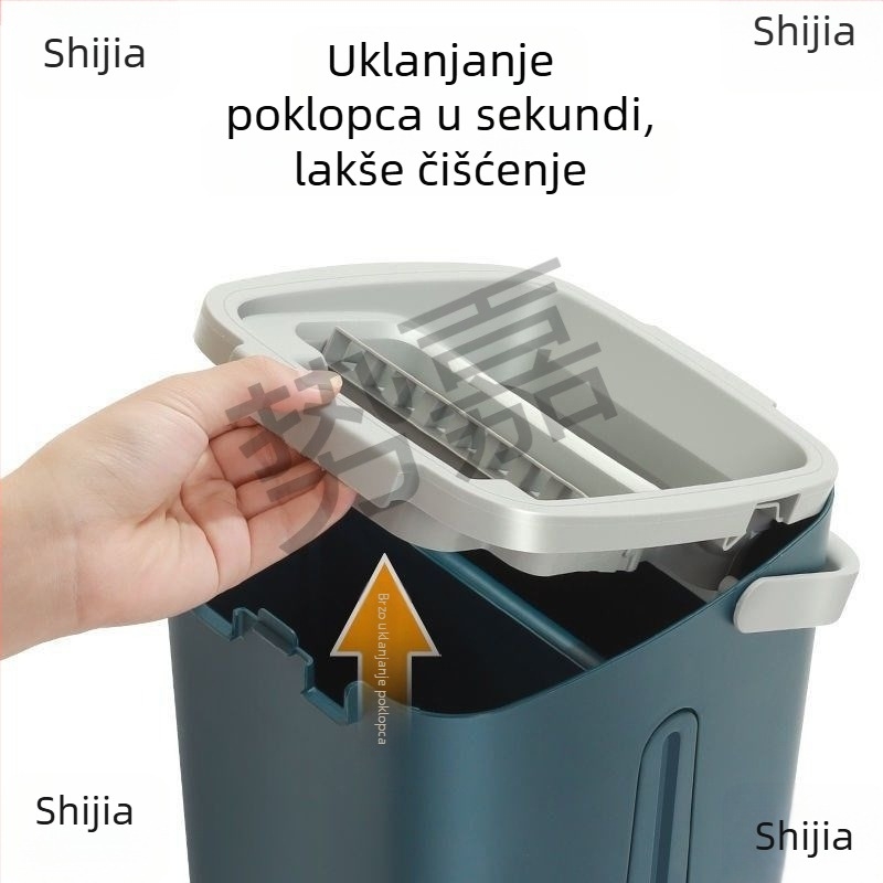Deblji kućni plošni mop s kantom, dvostruki pogon, suho i mokro čišćenje