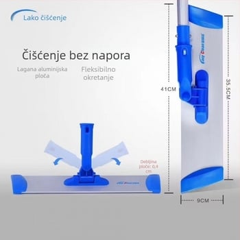 2-u-1 mop s funkcijom metenja, plosna glava od aluminijske legure, zlatna boja