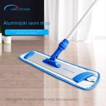 2-u-1 mop s funkcijom metenja, plosna glava od aluminijske legure, zlatna boja