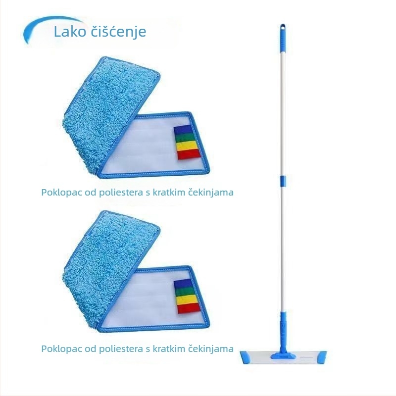 2-u-1 mop s funkcijom metenja, plosna glava od aluminijske legure, zlatna boja