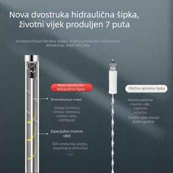 Držač za mop od nehrđajućeg čelika, okretni, univerzalni, teleskop, ručni pogon, produžena debela šipka i glava za mop.