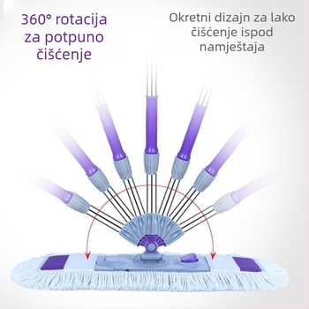 Ploški mop za kućnu upotrebu, mokro i suho, dvostruka upotreba, bezkontaktno cijedjenje, upijajući i izdržljiv mop s nehrđajućom šipkom