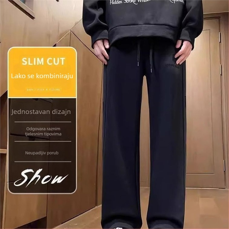 Pantalone od flisa s dvostrukim načinom nošenja za tinejdžere dječake, jesen-zima, casual, ravni kroj