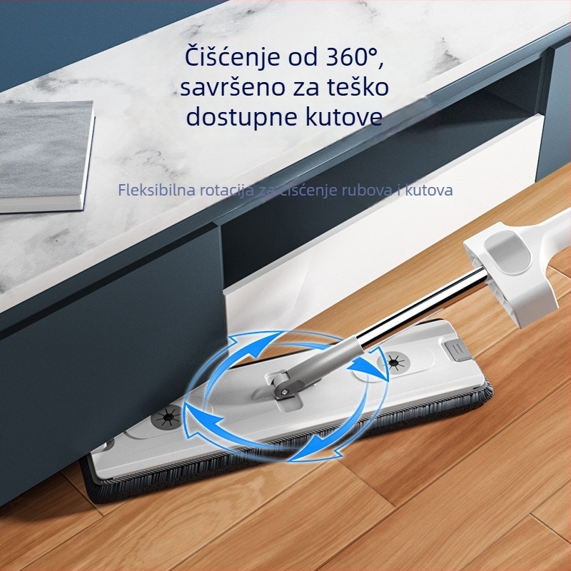 Kućni plosnati mop s plastičnom glavom za beskontaktno mokro i suho čišćenje, 45 cm glava mopa