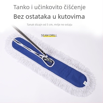 Fancy plosnati mop s nehrđajućom čeličnom šipkom, upijajuća spužva, duljine 40–110 cm, plavi klip, kompletan set s debelim zamjenskim glavama (plava/zelena)