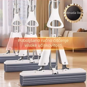 Mop sa sponge bez dodirivanja rukama za kućnu upotrebu, novi model za kupaonicu, upijajući, sklapan mop, PVA mop, velik