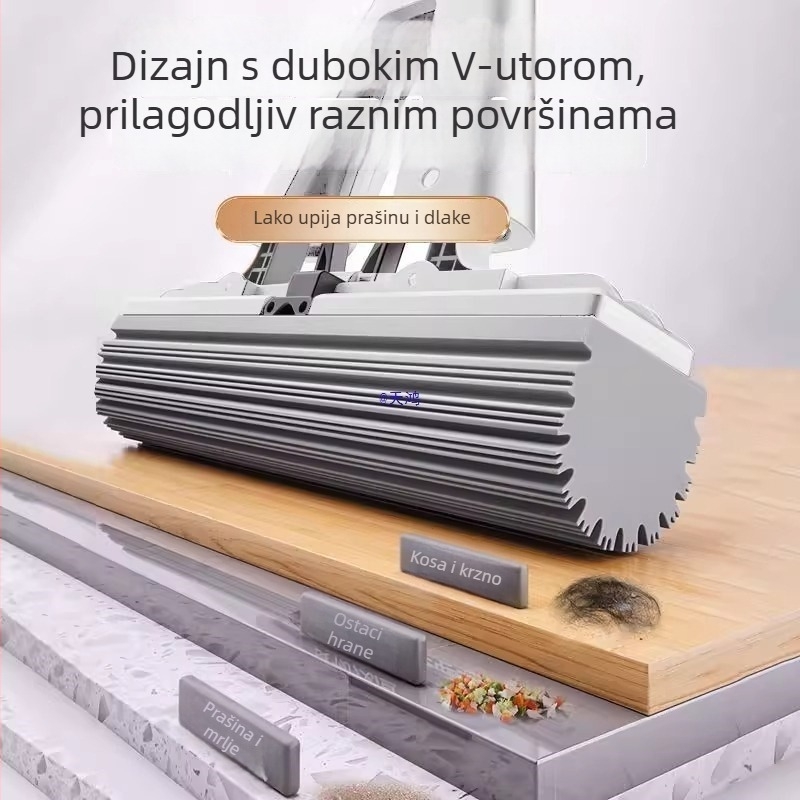 Mop sa sponge bez dodirivanja rukama za kućnu upotrebu, novi model za kupaonicu, upijajući, sklapan mop, PVA mop, velik
