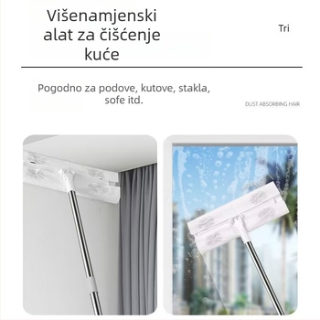 Plošni mop s platnom i ojačanom nehrđajućom čeličnom šipkom, čvrst i izdržljiv, velikog formata za kućnu upotrebu.