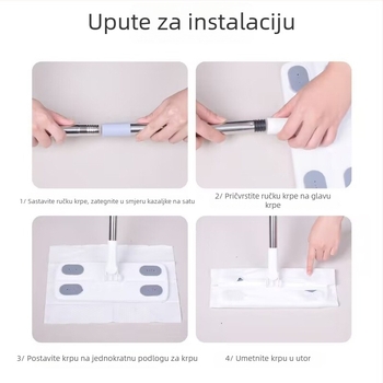 Plošni mop s platnom i ojačanom nehrđajućom čeličnom šipkom, čvrst i izdržljiv, velikog formata za kućnu upotrebu.
