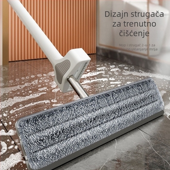 45 cm plosnati mop za kućnu upotrebu, bezkontaktan način pranja, debeli držač, dvostruka namjena za suho i mokro čišćenje, zamjenska glava mopa