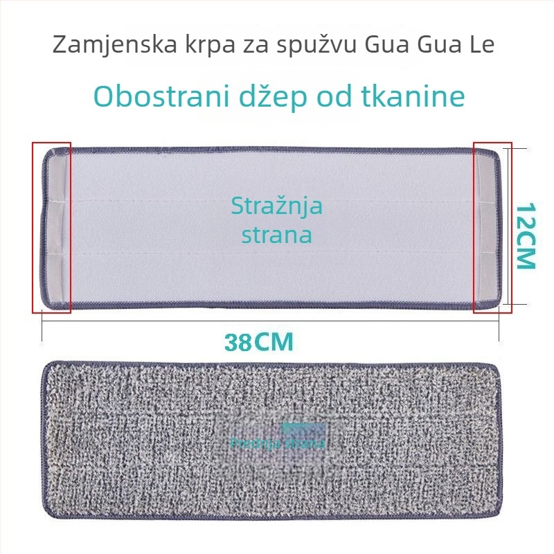 Zamjenski platneni mop krpa s dvostrukim nastavkom i ljepivim završnim dijelovima