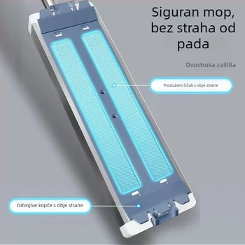 Prilagođeni jednostupanjski mop bez pranja ruku, 50 cm dvostrano suho/mokro plosnati mop s microfiber krpom