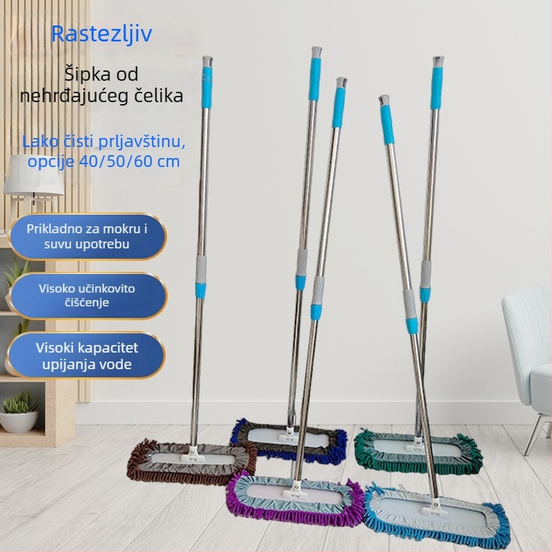 Ploški mop s glavom od Chenille, veliki mop za prašinu, mokro-sušće čišćenje, kućna i hotelska upotreba