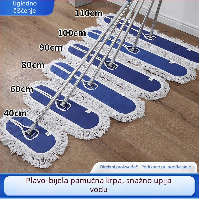 Prilagođeni plosnati mop s plavo-bijelim pamukovim vlaknima za uklanjanje prašine
