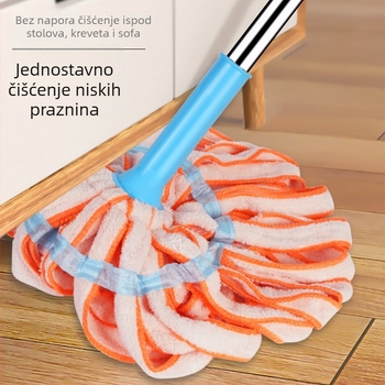 Mop s automatskim iscijeđivanjem, okretni mop, pamučna glava, teleskopska drška 100–120 cm