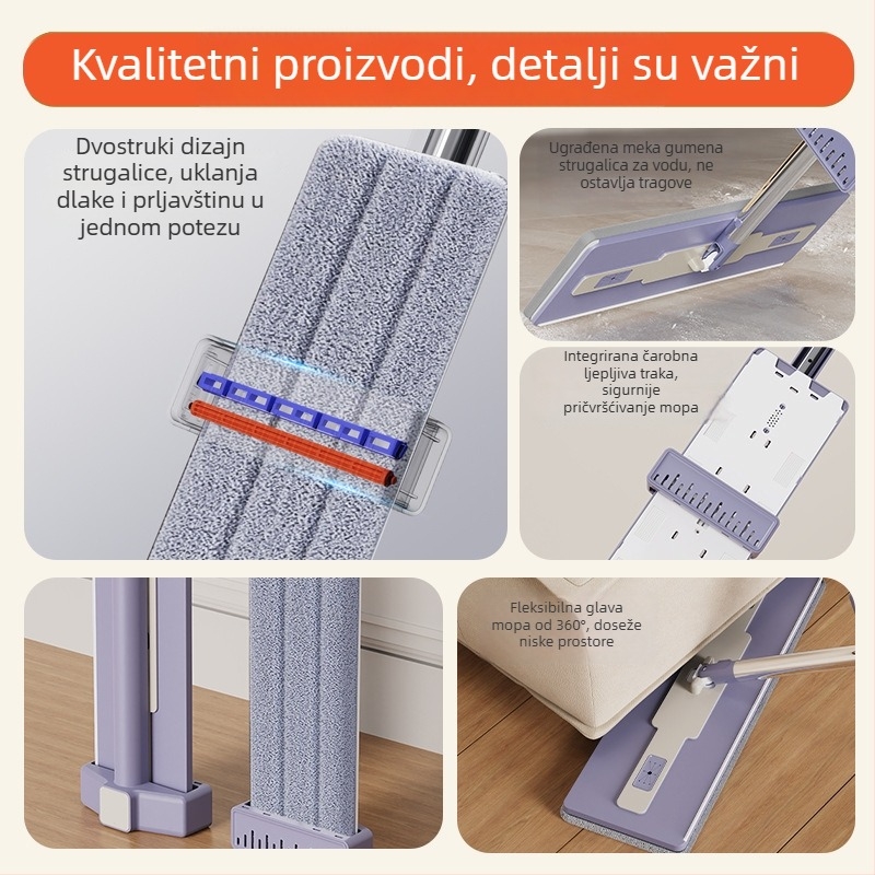 Veliki ravni mop za komercijalno i kućno čišćenje, mikrovlakno