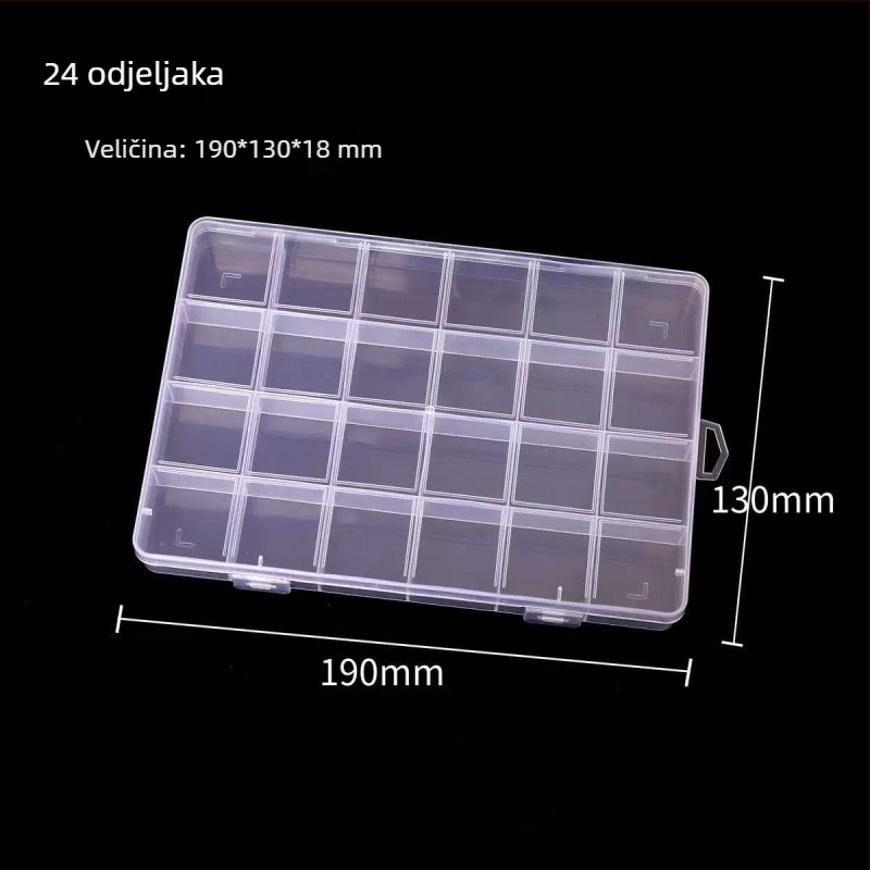 Prozirna kutija za pohranu perli i nakita, dijelovi za nokte, stolni organizator DIY alata, oprema za DIY namještaj