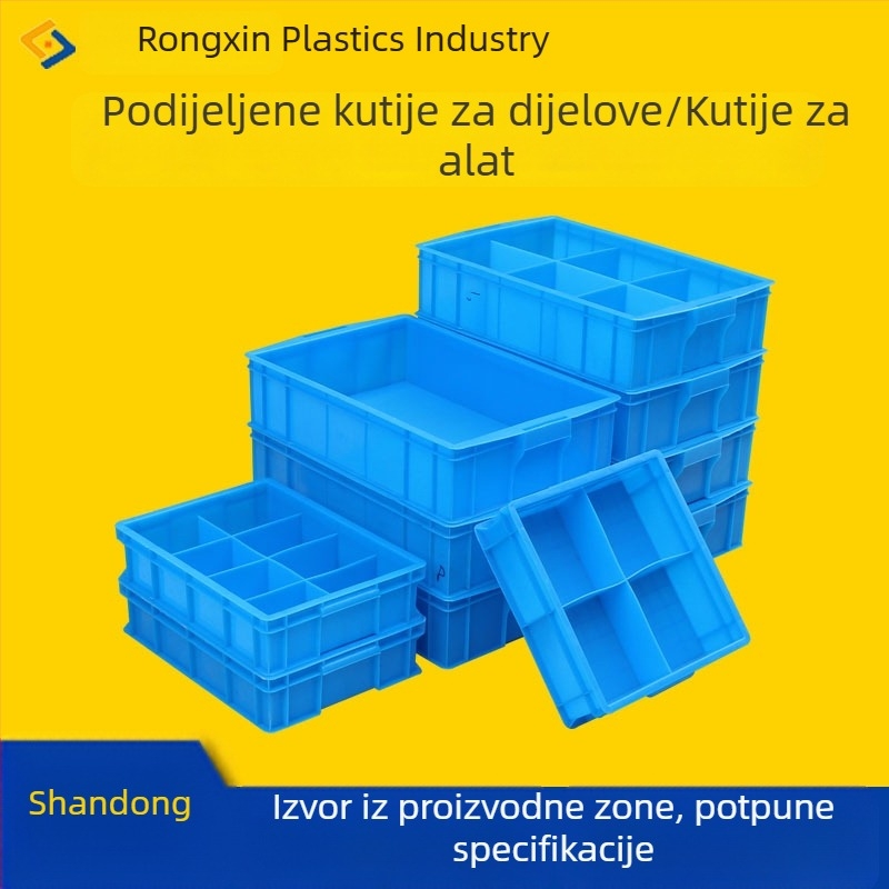 Plastična kutija za dijelove s pregradama i poklopcem, antistatčna, za pohranu dijelova