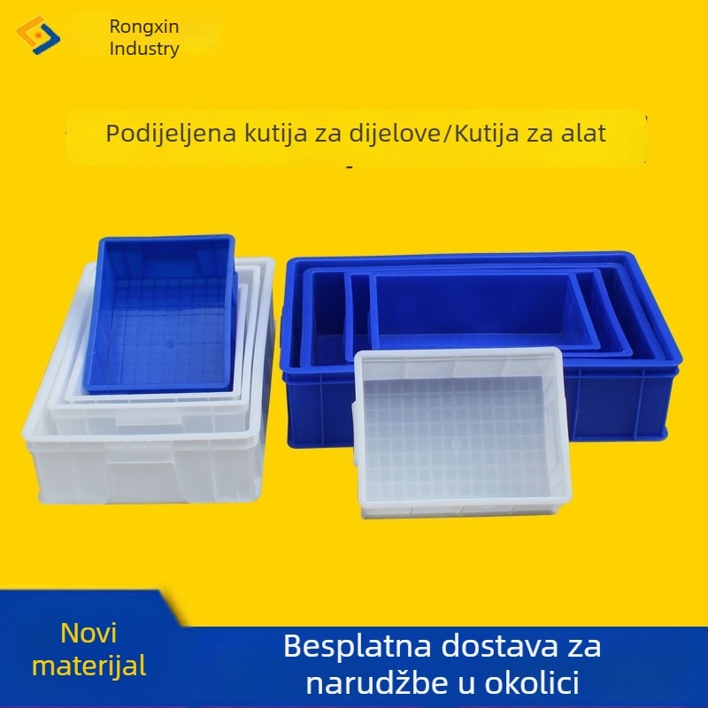 Plastična kutija za dijelove s pregradama i poklopcem, antistatčna, za pohranu dijelova