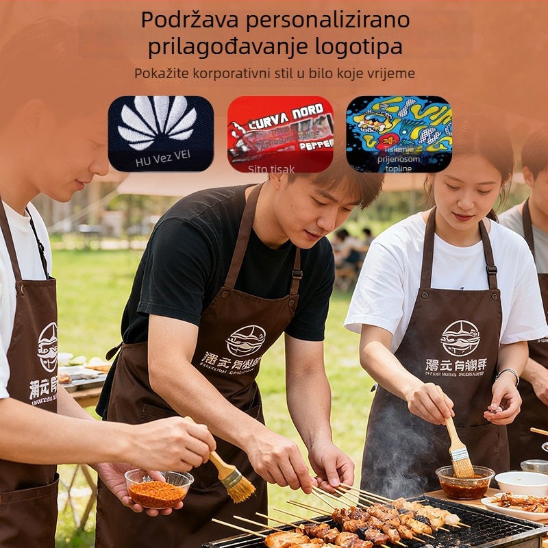 Prilagodljiva vodootporna i otporna na masnoću kuhinjska pregača, bez rukava, jedna veličina, otisak logotipa
