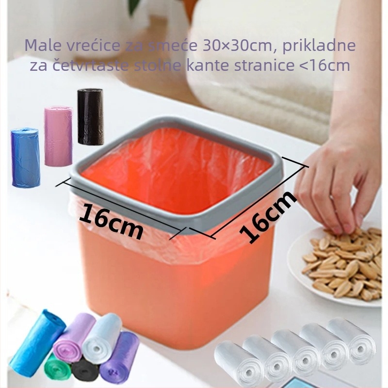 30x30 cm vreće za otpad s ravnim otvorom, deblje, mini rola, višebojne, male plastične vrećice za stol, automobil i dom