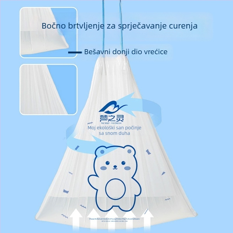 Velike role vrećica za smeće sa šnurlom, crtić dizajn, debeli zatvarač na šnuri, prijenosne kuhinjske vrećice za otpad, ekološki prihvatljivo
