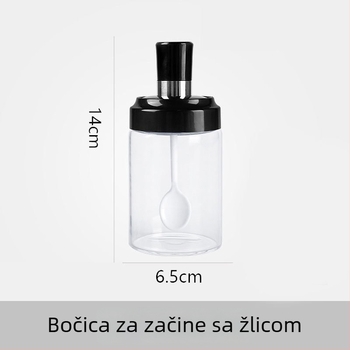 Stakleni set začimba sa integriranom kuhinjskom posudom i posudom za ulje s četkom