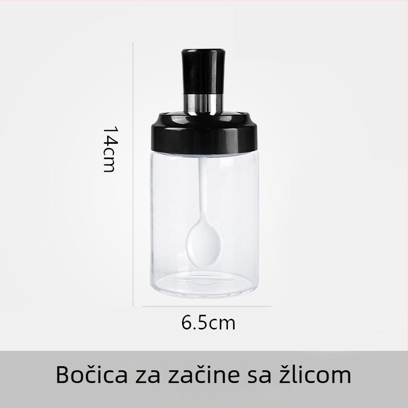 Stakleni set začimba sa integriranom kuhinjskom posudom i posudom za ulje s četkom