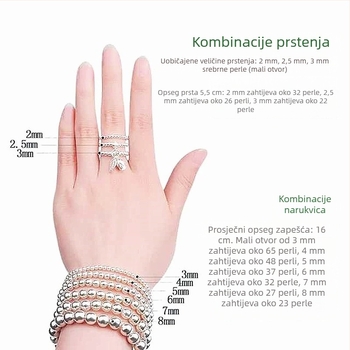 S925 srebrne okrugle perle – razne veličine za DIY nakit, distancijske perle za narukvice i dodaci za užad