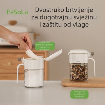 FaSoLa staklena posuda za začine sa čvrstim zatvaračem – otporna na vlagu posuda za suhe začine