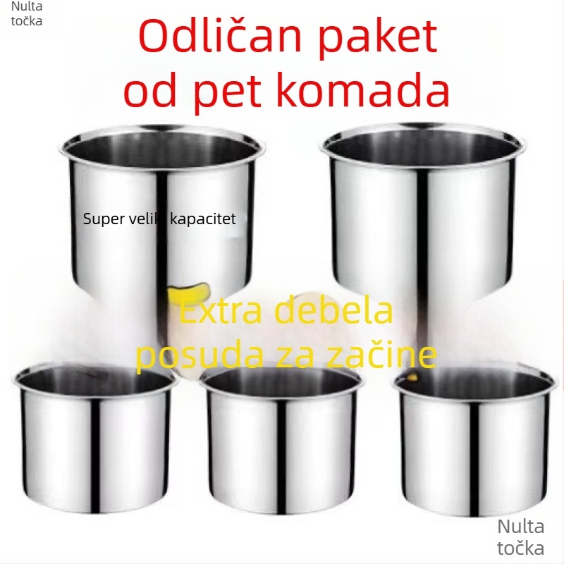 Set posuda za začine od nehrđajućeg čelika s poklopcem – kuhinjske posude za začine