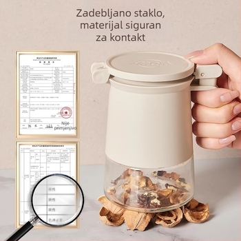 Staklena posuda za začine s dvostrukim silikoniziranim zatvaračem – za sol i MSG, otporna na vlagu, kuhinjska pohrana