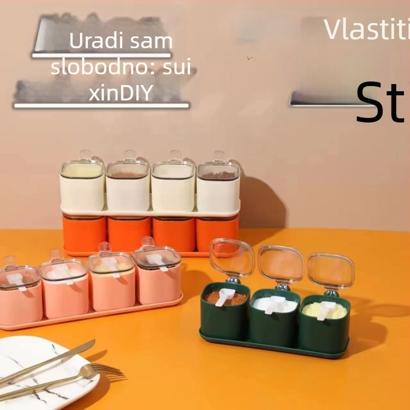 Kutija za začine s višestrukim pretincima – sol i MSG – integrirani kuhinjski organizator