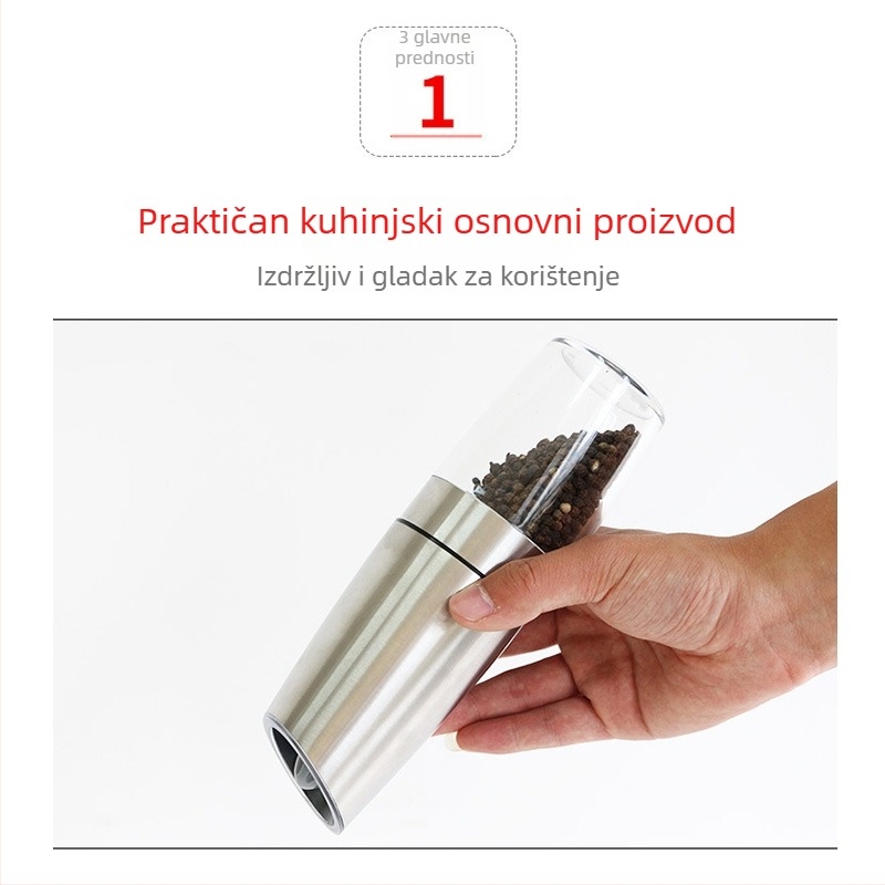 Električni mlin za papar od nehrđajućeg čelika s gravitacijskim senzorom, model KDL-546A, za kućnu upotrebu