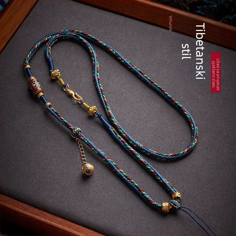 Tibetanski ručno pleteni pamučni užet s Thangka privjeskom i budističkim talismanom, etnički stil