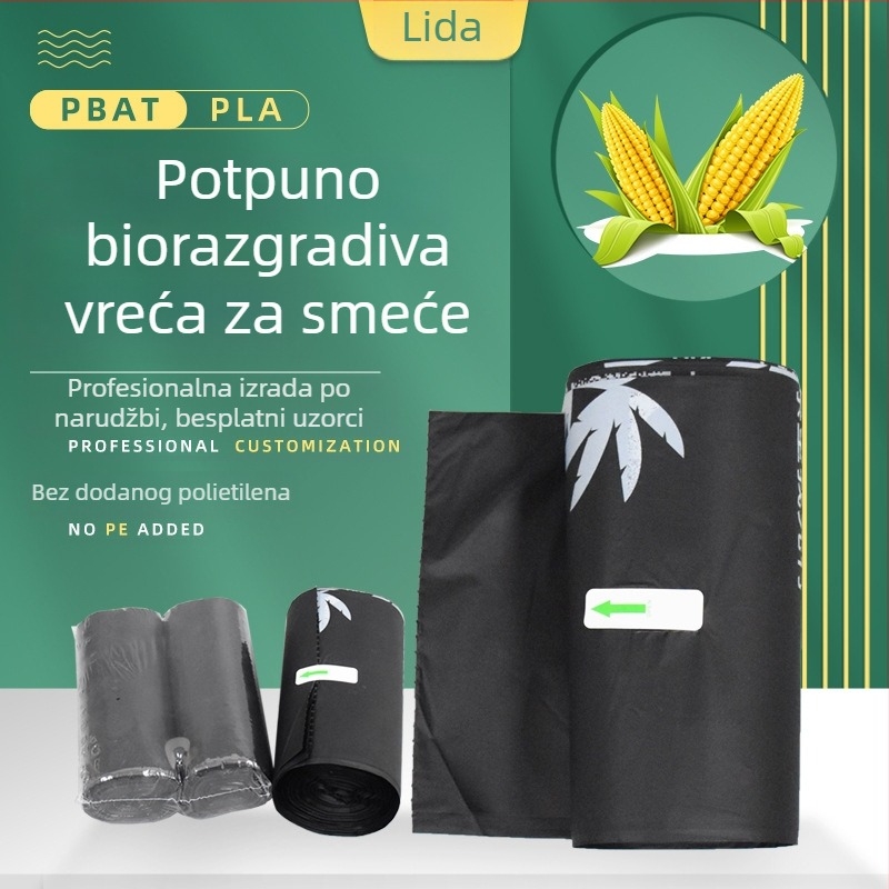 Potpuno biološki razgradljive vreće za smeće, u rolni, s ravnim otvorom, za kućnu upotrebu