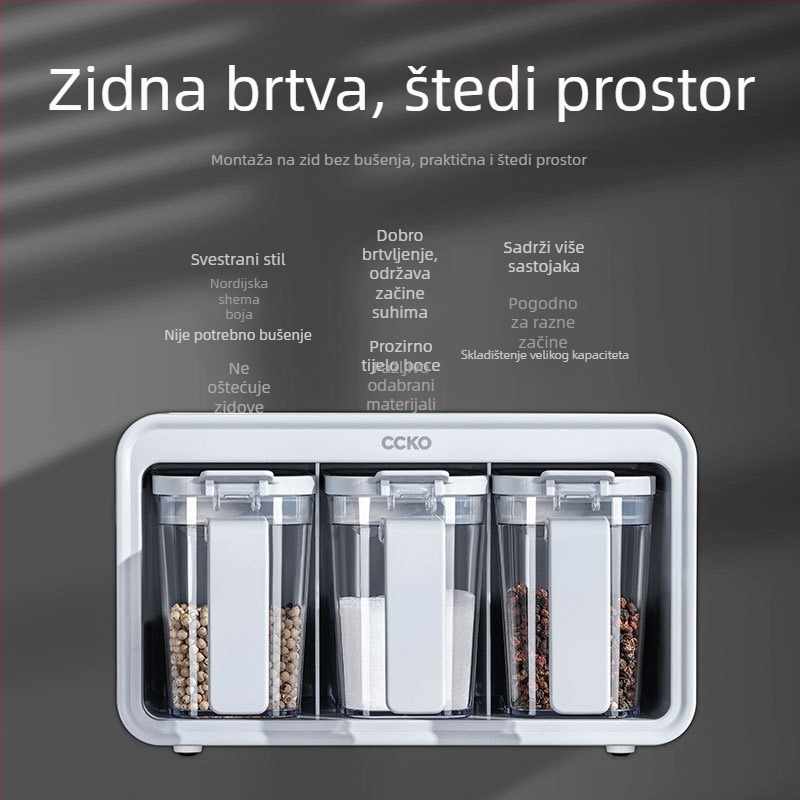 Zidni set posuda za začine s posudom i kutijom za začine za kuhinju – lagan luksuz