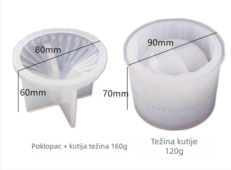Ruihe DIY kristalna epoksidna smola: kutija za pohranu kozmetike i nakita s oglednom silikonskom formom