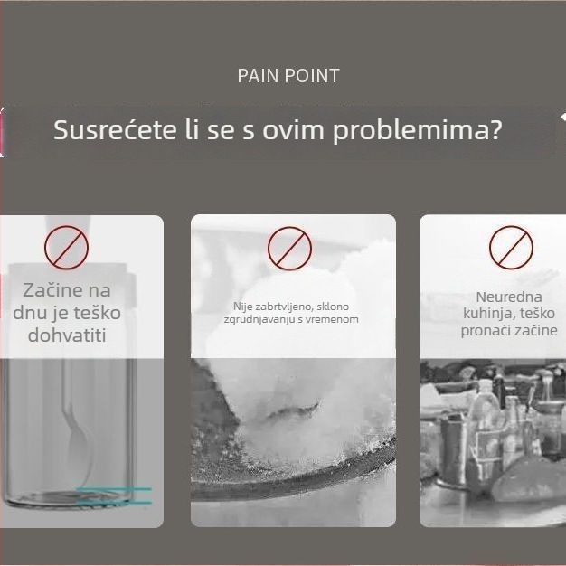Kuhinjski plastični set posuda za začine sa solnim posudom i izvučnim spremnicima