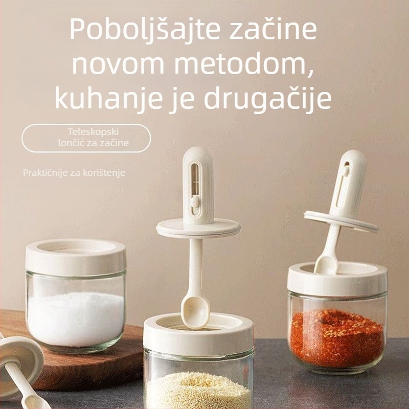 Kuhinjski plastični set posuda za začine sa solnim posudom i izvučnim spremnicima