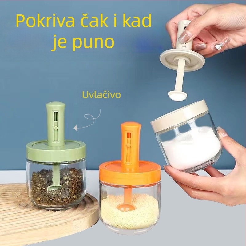 Kuhinjski plastični set posuda za začine sa solnim posudom i izvučnim spremnicima