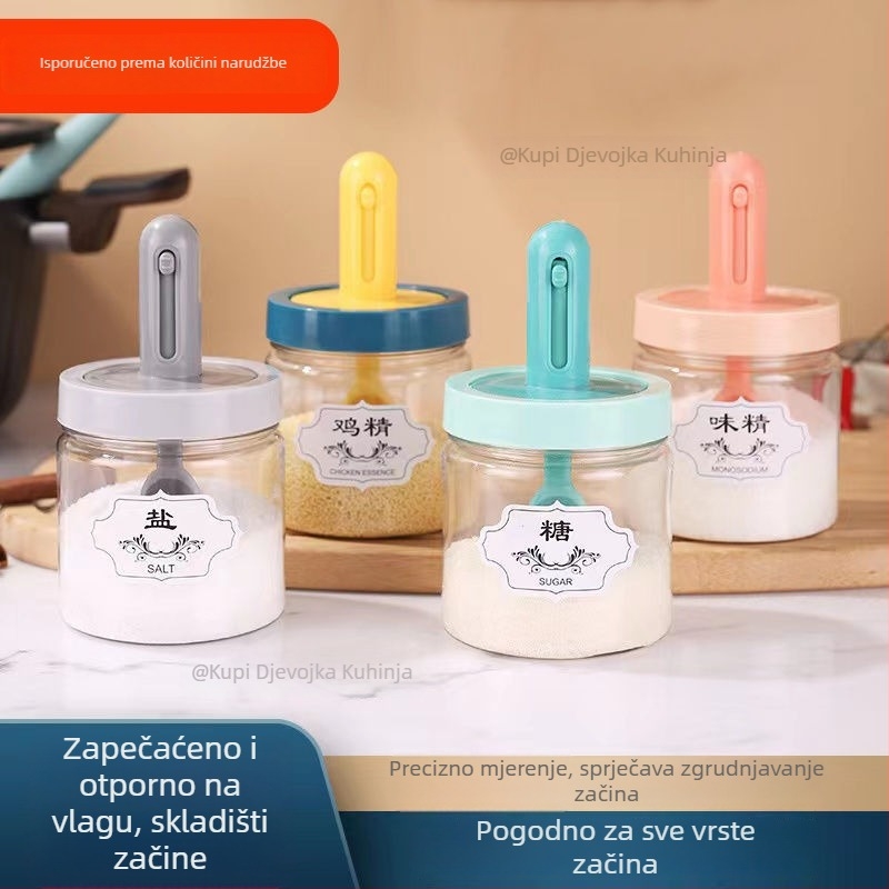 Kuhinjski plastični set posuda za začine sa solnim posudom i izvučnim spremnicima