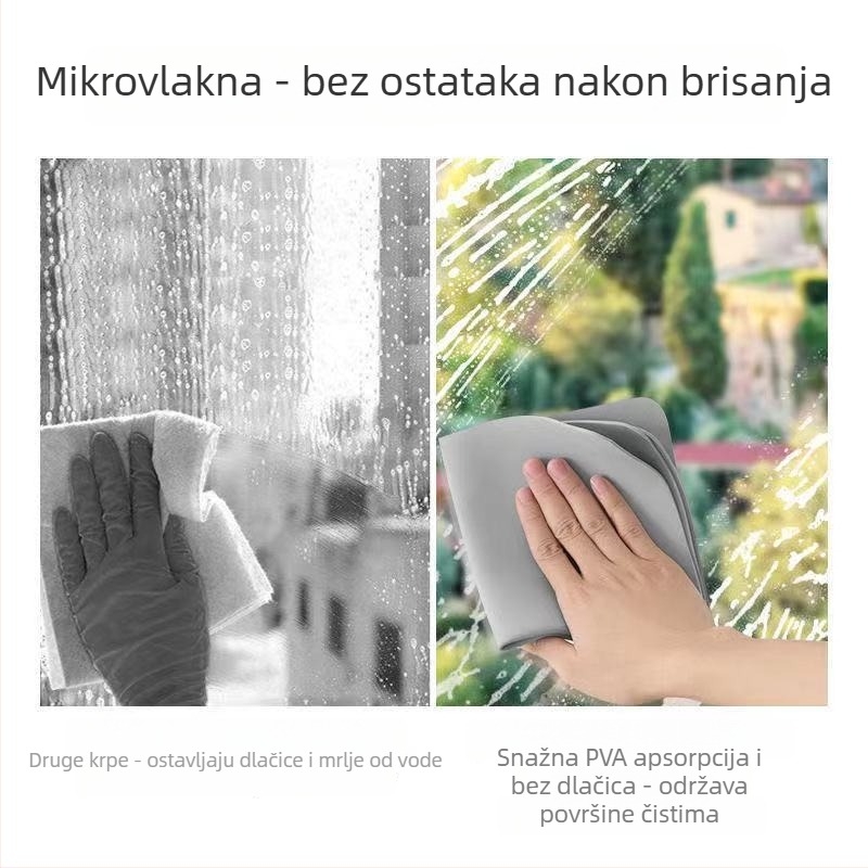 Izuzetno tanka mikrovlaknena krpa za čišćenje, snažno upija PVA, za stakla i ogledala, bez tragova, uklanjanje vodnih mrlja