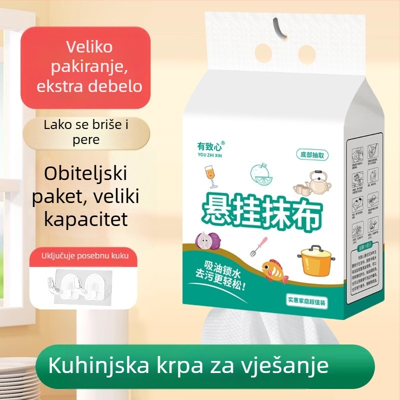 Kuhinjske viseće jednokratne krpe za suđe, debeli, upijaju ulje i vodu, bez vlakana, veliko pakiranje